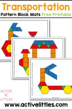 three printable transportation patterns for children to make