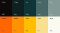 an image of the color scheme for different shades of green, yellow and oranges