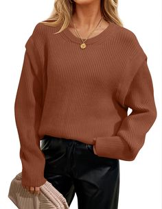 PRICES MAY VARY. S=US 4-6, M=US 8-10, L=US 12-14, XL=US 16-18. Womens long sleeve oversized sweater, please check the size chart before purchase! Material: This oversized sweaters for women offers a loose fit and stylish drop shoulder design, suitable for a casual yet trendy look. Made with soft materials, this long sleeve top is both comfortable and chic. This womens sweater features long sleeve, crew neck, loose fit, solid color, oversized, soft ribbed knit material, 2024 trendy fall sweaters Fall Pullover Sweaters, Crew Neck Sweaters, Fall Pullover, Oversized Sweaters, Rib Knit Top, Womens Sweater, Oversized Long Sleeve, Trendy Fall, Knit Tops