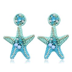 PRICES MAY VARY. Starfish Beaded Earrings:Don't leave the beach without making a few Starfish Wishes...hopefully to return to the sands soon! While you're at it, grace the shores with your favorite maxi or cover up and these blue beaded earrings! These spring summer beachy starfish beadeds earring are perfect accessory to pack along to the beach or pool. Capture the beauty of the sea with our unique and cute starfish seedbead dangly earrings! Get vacay ready! Vacations never looked so good. Hypo Mermaid Accesories, Beachy Earrings, Beaded Starfish, Oversized Hoop Earrings, Starfish Jewelry, Sea Dress, Blue Beaded Earrings, Anthropologie Earrings, Triple Hoop Earrings