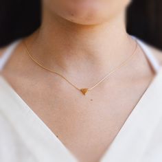 "Triangle Necklace,Gold Necklace,Triangle Gold Necklace,Geometric Necklace,Delicate Necklace,Simple Minimalist gold filled or sterling silver A petite tiny beautiful triangle gold filled necklace pendant . Very tiny necklace elegant and cute, a perfect gold necklace for every day wear. Simple, dainty and classic! Necklace Measures Approximately 17\" Triangle Pendant size 10mm Made from 14k gold filled or sterling silver You can adjust the size on request. All my jewelry are packed in an elegant Minimalist Tiny Charm Necklaces For Everyday, Minimalist 14k Gold Filled Charm Necklaces For Everyday, Everyday Minimalist 14k Gold Filled Charm Necklaces, Dainty Triangle Jewelry For Gifts, Dainty Triangle Jewelry Gift, Minimalist Triangle Gold Jewelry, Minimalist Gold Triangle Jewelry, Minimalist Geometric Gold Jewelry, Minimalist Triangle-shaped Jewelry For Gifts