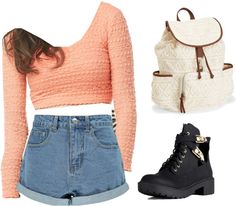 Untitled #536 by i-heart-one-direction featuring long-sleeve crop tops  Aéropostale long sleeve crop top / Boohoo denim shorts / Combat boots / Aéropostale zipper pouch Long Sleeve Crop, Spring Summer Outfits, Long Sleeve Crop Top, One Direction, Aeropostale, Zipper Pouch, Combat Boots, Denim Shorts, Polyvore Image