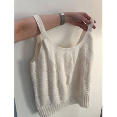 New Without Tags (Nwot). No Size Tag But Fits A M! Hand Knitted Cream Knit Tops, Beige Hand Knitted Tops, Cream Hand Knitted Top, Everyday Pointelle Knit Top, Top Crafts, Knit Tank, Knit Tanks, Size Tag, Hand Crafted