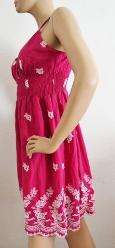 Pink cotton dress, Pink,dress, Magenta, Summer dress,Embroidered dress, Size small,small,boho dress Dress has stretchy waist Girl's XL or Women's Medium Bust: 32'' Waist: 26'' Hips: 44'' Length from back of neck to bottom: 28'' 100% cotton Great condition- clean, no wear SEE OUR ONLINE STORE FOR MORE GREAT STUFF NOT SOLD HERE WWW.FREEDOMBAGZ.COM b224 Pink cotton dress, Pink,dress, Magenta, Summer dress,Embroidered dress, Size small,small,boho dress Beach Cotton Dress With Smocked Bodice, Cotton Mini Dress With Smocked Bodice For Beach, Cotton Sundress With Smocked Bodice For The Beach, Embroidered Cotton Mini Dress For Vacation, Summer Embroidered Cotton Mini Dress, Cotton Sundress With Smocked Bodice, Casual Cotton Boho Dress With Floral Embroidery, Casual Embroidered Cotton Boho Dress, Casual Floral Embroidery Sundress For Vacation