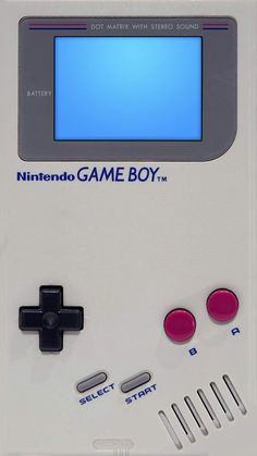 an old nintendo game boy is shown with buttons