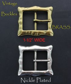 two different buckles and one has a square buckle on the side, both in brass or silver