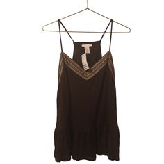 H&M Brand New Black Camisole Size Small. Pet And Smoke Free Environment. Brown Summer Tank Top With Adjustable Straps, Chic Brown Camisole For Summer, Brown Tops With Adjustable Straps For Summer, Brown Tank Top For Night Out In Spring, Spring Night Out Brown Tank Top, H&m Casual Sleeveless Tank Top, Casual H&m Sleeveless Tank Top, Casual Sleeveless H&m Tank Top, H&m Casual Cami Tank Top