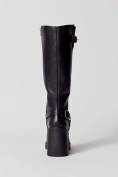 Motorcycle boots from Steve Madden. Tall silhouette in premium leather topped with minimalist moto detailing. Squared toe with a high block heel. Features Steve Madden moto boots Soft leather with moto detailing Zip closure Content + Care Leather, rubber Spot clean Imported Size + Fit Shaft: 13.75" h; 14" circ Heel: 3.5" h | Steve Madden Francine Moto Boot in Black, Women's at Urban Outfitters Motorcycle Boots, Moto Boots, Leather Top, Soft Leather, Steve Madden, Block Heels, Urban Outfitters, Sign Up, Boots