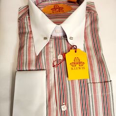 Dress Shirt Red Tops With Casual Collar For Summer, Red Shirt With Casual Collar For Fall, Red Slim Fit Collared Top, Red Slim Fit Casual Top, Fitted Red Button-up Dress Shirt, Red Slim Fit Tops For Fall, Elegant Fitted Multicolor Shirt, Red Slim Fit Button-up Tops, Slim Fit Red Cotton Tops