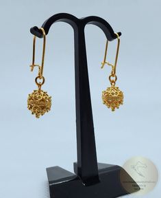 "★ Traditional Croatian filigree ball earrings, handcrafted in solid 14 k gold. Replicas of 19th century Ethnic, Heritage jewelry from Dubrovnik - Dalmatia region. Simple in style, versatile to wear with any outfit, and perfect for any occasion. Earrings end with secure, latching type of ear-wires. ★ *These earrings are handmade on order in 7-10 business days* Due to the handmade creation, every pair is unique, so there can be tiny variations in dimensions of the finished earrings. They are on a Yellow Gold Filigree Dangle Bridal Earrings, Formal Bridal Drop Earrings With Filigree, Formal Bridal Filigree Drop Earrings, Classic Round Filigree Earrings, Yellow Gold Filigree Drop Bridal Earrings, Gold Elegant Jhumkas For Formal Occasions, Filigree Dangle Earrings For Celebrations, 14k Gold Filigree Earrings For Wedding, Gift Yellow Gold Filigree Bridal Earrings