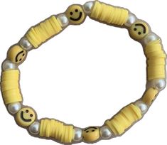 Smiley Face Round Jewelry For Friendship, Cheerful Smiley Face Jewelry For Everyday, Round Smiley Face Jewelry For Friendship, Everyday Beaded Bracelets With Smiley Face, Trendy Yellow Bracelets With Smiley Face, Casual Yellow Jewelry With Smiley Face, Cheerful Smiley Face Bracelets For Everyday, Adjustable Yellow Smiley Face Bracelet, Face Clay