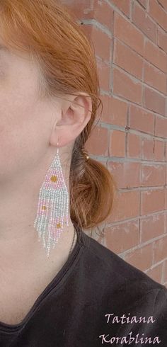 These handmade author's earrings are made of high-quality Czech beads and strong synthetic thread.In these unique earrings I use my author's scheme Vitrage flowers (Stained glass flowers) . Color: clear, mint, pink,orange. I will make these earrings for you in your color. I beg you not to copy my authoring 100% hand made with love! Measurements: Length with hook - near 11 cm( 4,33 inch ),Width -3 cm (1.18 inch) Materials: Silver plated ear hooks Czech glass beads Tytan Thread Spring Bohemian Beaded Dangling Earrings, Colorful Beaded Dangle Earrings For Spring, Spring Colorful Bead Dangle Earrings, Pink Beaded Drop Flower Earrings, Handmade Pink Beaded Earrings For Spring, Pink Beaded Dangle Earrings For Spring, Pink Dangle Beaded Earrings For Spring, Pink Beaded Earrings For Spring Gift, Spring Pink Dangle Beaded Earrings