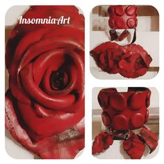 Red Necklace, Handmade Flowers