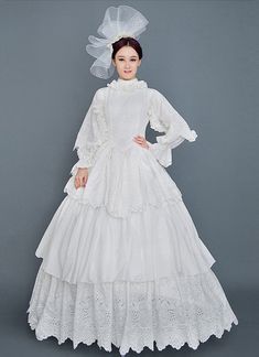 White Snow White Princess Cosplay Lolita Dresses Vintage Wedding Dress Bridal Gown Costumes     Condition: Brand New   Color:  As Picture   Material: Satins And Lace   Silhouette: Ball Gown   Sleeve Length: Half  Sleeve   Dresses Length:Floor-Length   Neckline: O-Neck   Decoration: Lace   Style: Vintage     Includes: Dress + Hat Victorian Dress With Ruffles For Halloween Wedding, Victorian Ruffled Dress For Wedding And Halloween, Victorian Wedding Dress With Ruffles For Halloween, Victorian Wedding Dress Ball Gown For Halloween, Floor-length Princess Dress With Ruffles For Wedding, White Floor-length Dress For Costume Party, White Princess Costume For Cosplay, White Costume For Fancy Dress And Cosplay Events, White Costume For Cosplay And Fancy Dress Events