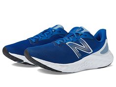 New Balance Fresh Foam Arishi v4 - Men's Shoes : Blue Groove/White : Break records on your next morining run in the New Balance Fresh Foam Arishi v4 sneakers. Traditional lace-up closure offers a secure fit. Classic round toe silhouette. Fresh Foam midsole cushioning is precision engineered to deliver an ultra-cushioned, lightweight ride. Removable insole. Branding on upper. Textile and synthetic upper. Textile lining and insole. Synthetic outsole. Imported. Measurements: Heel Height: 1 1 2 in W Sporty Lace-up Running Shoes With Arch Support, Secure Fit Lace-up Running Shoes For Training, Functional Lace-up Sneakers For Marathon, Breathable Lace-up Sneakers For Marathon, Dynamic Athletic Fit Running Shoes With Cushioned Footbed, Blue Sneakers With Gel Cushioning For Marathon, Low-top Walking Shoes With Arch Support For Marathon, Functional Lace-up Running Shoes With Boost Midsole, Breathable Lace-up Running Shoes For Jogging