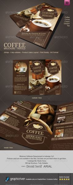 a brochure for coffee shop or restaurant