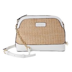 Nanette Lepore Straw Faux Leather Crossbody Bag Chain Strap White Tan Gold. White/Tan Straw/Gold Toned Chain Strap Length: 10 In Measured Across The Bottom Height: 6.5 In In Great Condition, New Without Tags. Faux Leather And Straw Combo. Faux Leather And Chain Strap. Zip Closure. Questions? Leave A Comment Below! White Spring Bags With Chain Strap, White Shoulder Bag With Chain Strap For Summer, White Chain Strap Shoulder Bag For Summer, Small Crossbody Purse, Bag Chain, Pink Purse, Black Pebbles, Black Leather Handbags, Nanette Lepore