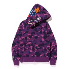 Size Large New With Tags And Bag This Bape Hoodie Is A Must-Have For All Fashion-Forward People Out There! It Features A Full Zip Closure And Is Made From High-Quality Materials, Ensuring Both Style And Comfort. The Purple Color Complements Its Unique Design, Making It A Great Addition To Your Wardrobe. Bape Shark Hoodie, Bape Jacket, Double Hoodie, Bape Shark, Bape Hoodie, Shark Hoodie, Hoodie Purple, Purple Camo, Purple Hoodie