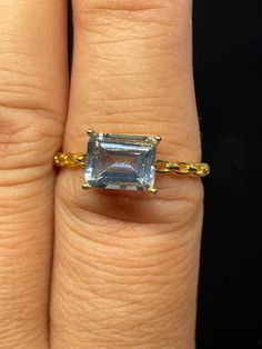 Certified Genuine 3+ Carats Dusty Blue Topaz Emerald Cut East West Setting - 18K Yellow Gold Vermeil Solid 925 Sterling Silver Gemstone Ring Size - Adjustable Please message me for matching Studs Earrings Please see my other listing Thank you for supporting my small business!! 😍😍 Welcome in!  Wholesale Prices on Certified Genuine Precious, Semi-Precious Gemstones & Vintage Jewelries!  Please shop my other listing Been in Business for over 20+ years, Fairly New on Etsy! San Gabriel, 3 Carat, East West, Dusty Blue, Gemstone Ring, Emerald Cut, Semi Precious Gemstones, Solid 925 Sterling Silver, Ring Verlobung