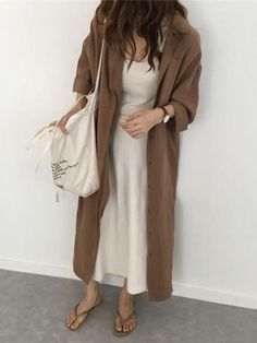 LOOSE SOFT LAPEL LONG COVER-UP - rrdeye Windbreaker Fashion, Long Vest, Long Trench, Long Trench Coat, Korean Fashion Trends, Mode Ootd, Trench Coats Women, Mode Inspo, 가을 패션