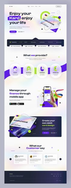 the landing page for an app that is designed to look like it has different colors and shapes