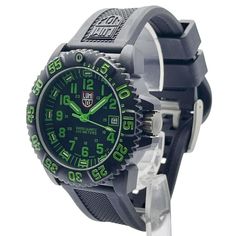 Last One! Luminox Men's Navy Seal Black & Neon Watch - Band New With Tags! - Limited Quanity -100% Authentic - Full Retail Package With All Accesories About The Watch: Specifications Origin: Swiss Made Size Of Case (Diameter): 46 Mm Water Resistance (Meters, Feet, Atm): 200 / 660 / 20 Movement: Swiss Quartz Lug Width: 22 Mm Case Height: 14 Mm Msrp: $445 Green Wear-resistant Watch With Round Dial, Green Round Dial Watch, Patek Philippe Watches, Navy Seal, Black Neon, Casio G Shock, Navy Seals, Sports Watch, Mens Navy