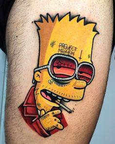 Simpson Tattoo, Herren Hand Tattoos, Simpsons Tattoo, Best Tattoo Ever, Petit Tattoo, Cartoon Character Tattoos, Scary Tattoos, Old School Tattoo Designs