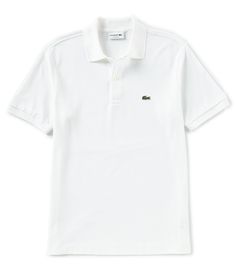 From Lacoste&#x2C; this shirt features:solid tone onpique fabricationribbed polo collarshort sleeves with ribbed armbands2-button placketmother-of-pearl buttonssignature logo at left chestclassic fitpullover constructioncottonmachine wash; tumble dryImported. Big And Tall Polo Shirts, Polo Shirt Lacoste, Lacoste Clothing, Polo Lacoste, Lacoste Shirt, Lacoste Polo Shirts, Lacoste Polo, White Polo Shirt, Polo Shirt White