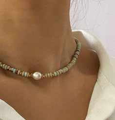 Aqua Terra Jasper Necklace - Preorder Short Necklaces, Clay Bead Necklace, Choker Necklace Designs, Beaded Jewelry Necklaces, Diy Jewelry Necklace, Aqua Terra, Bridal Accessories Jewelry, Glass Beads Jewelry, Trending Necklaces