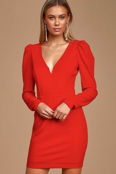 Dresses for Women | Best Women's Dresses Online Pretty Midi Dresses, Stylish Black Dress, Forever Red, Red Bodycon Dress, Long Dress Casual, Dress Bodycon, Womens Black Dress, Red Long Sleeve, Long Sleeve Bodycon