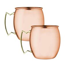 two copper mugs sitting side by side