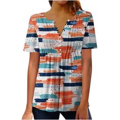 a women's blouse with an abstract print on the chest and short sleeves,