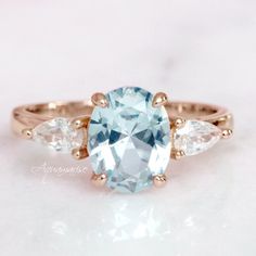 Olivia Aquamarine Ring- 14K Rose Gold Vermeil Aquamarine Ring Vintage, Filigree Ring Gold, Bridesmaid Rings, Vintage Inspired Rings, Gray Wedding, Oval Cut Engagement Ring, Lace Ring, March Birthstone Jewelry, Rose Gold Accents