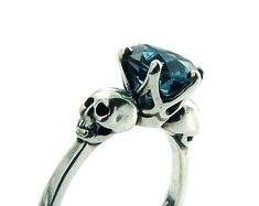 Skull Jewel Ring Silver Black Stone Skull Ring by KipkalinkaJewels Gothic Skull Wedding Rings, Unique Skull Shaped Anniversary Rings, Gothic Skull Jewelry For Anniversary, Elegant Skull Ring As Gift, Elegant Skull Ring Gift, Elegant Sterling Silver Skull Ring, Sterling Silver Skull Ring For Wedding, Goth Engagement, Goth Engagement Rings