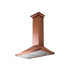 an image of a copper range hood on a white background