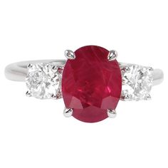 It comes with the Gemological Appraisal by GIA GG/AJP All Gemstones are Natural Ruby = 2.01 Carat 2 Diamonds = 0.60 Carats Metal: 18K White Gold Ring Size: 6.75* US *It can be resized complimentary White Gold Ruby Ring, Ruby Ring Gold, White Gold Diamond Rings, Ruby Stone, Modern Ring, White Gold Ring, Ruby Ring, Natural Ruby, Diamond Stone