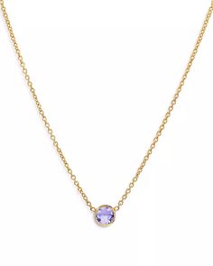 Zoe Lev - 14K Yellow Gold Alexandrite Birthstone Solitaire Pendant Necklace, 16-18" Gold Tanzanite Jewelry With Bezel Setting, Gold Tanzanite Pendant Necklace, Yellow Gold Tanzanite Pendant Necklace, Yellow Gold Tanzanite Necklace For Anniversary, Gold Tanzanite Necklace For Anniversary, Classic Tanzanite Gemstone Necklaces, Classic Gold Tanzanite Jewelry, Formal Tanzanite Necklaces, Elegant Yellow Gold Tanzanite Necklaces