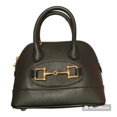 Beautiful New Without Tags Black Satchel With Horse Bit Design That Mirrors Gucci Design Vibes. Includes A Strap To Convert Bag To Crossbody Bag. Brand New, No Signs Of Wear, Gift-Able Condition Color: Black With Gold Hardware Size: - Height: 9" - Width: 7.5" - Depth: 3.75" Materials: Vegan Leather (Pu) See Images For Item Condition Gucci Design, Convertible Crossbody Bag, Black Satchel, Horse Bits, Black Vegan, Bag Brand, Gold Hardware, Convertible, Vegan Leather