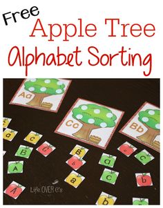 an apple tree alphabet sorting game for kids