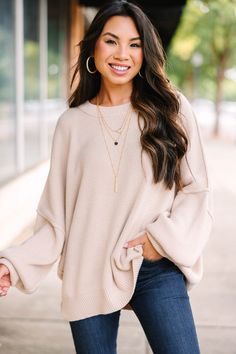 This oversized sweater is giving us all of the fall vibes! It's just so cozy and comfy! We think this is the perfect sweater for running errands, lounging around, or just any day of the week you want to be ultra comfy while still looking cute!
Round neckline
Long dolman sleeves
Split hem on sides
Cozy knit fabric
Oversized fit
Generous stretch
Cindy is wearing the small. Creative Outfit Ideas, Dolman Sweater, Cozy Knit, Pinterest Fashion, Day Of The Week, Cute Everyday Outfits, Model Fits, Wide Brimmed Hats, Cozy Knits