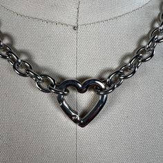 Heart Necklace Choker Shaped Carabiner Spring Clasp Finishes off a Stainless Steel Rolo Chain 8mm Wide Chunky Link Cute Punk Silver Colour - Etsy Silver Metal Necklace With Carabiner Clasp, Silver Necklace With Carabiner Clasp In Metal, Silver Link Chain Necklace With Carabiner Clasp, Silver Heart Chain Necklace In Stainless Steel, Silver Stainless Steel Heart Pendant Chain Necklace, Silver Heart-shaped Stainless Steel Chain Necklace, Silver Stainless Steel Heart Chain Necklace, Silver Stainless Steel Heart Pendant Necklace, Trendy Chunky Stainless Steel Jewelry