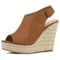 PRICES MAY VARY. Vamp: Faux Suede; Outsole: PVC, TPR Espadrille Wedges, Slingback Style, Platform Wedge Self-stick: easy on and off Paired well with jeans, skirt, perfect for working, shopping Heel Height: 4 1/2 inches; Platform Height: 1 3/8 inches These espadrille wedges sandals are the perfect glamourous addition to your party wear this season, with a wedges heel and open toe, team with a cocktail dress and statement clutch to finish your look.

Espadrille Wedges Sandals
Platform Wedges Heel Cheap Spring Wedge Heel Slingback Sandals, Cheap High Heel Wedge Sandals For Beach Season, Cheap Beige Wedge Sandals For Beach, Cheap Open Toe Wedge Sandals For Spring, Cheap Beige Women's Wedge Sandals, Elegant Brown Cheap Wedge Sandals, Cheap Espadrille Wedge Sandals With Round Toe, Cheap Wedge Sandals With Padded Heel, Cheap Casual Wedge Sandals With Padded Heel