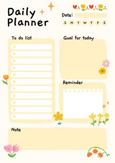 a daily planner with flowers on it