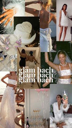 a collage of photos with the words glam pack glam back on them