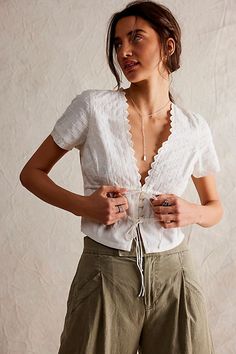 We The Free Riviera Top | Free People V-neck Lace Crop Top With Lace Trim, Spring V-neck Lace Crop Top, Chic Lace V-neck Crop Top, Lace V-neck Crop Top With Lace Trim, V-neck Crop Top With Lace Trim For Spring, Casual V-neck Crop Top With Lace Trim, Cropped Lace Trim Tops For Daywear, Sweet Top, Small Waist