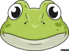 a cartoon green frog with big eyes