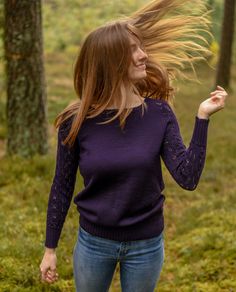 Knitted lace sweater,long sleeved dark purple Size: waist: 100-108 cm chest: 100-108 cm sweater  length: 64 cm sleeve length: 63 cm(from neck line) Perfect for cold summer nights or winter days. Hand wash cold Sweater is so elastic, that it fits from S to XL size. Handmade item Materials: 100% MERINO WOOL Made in single copy www.bepurple.lv Sorry, this item doesn't ship to Germany Elegant Purple Sweater For Fall, Elegant Purple Sweater For Winter, Purple Cable Knit Top For Fall, Purple Knitted Long Sleeve Sweater, Purple Fitted Long Sleeve Sweater, Fitted Long Sleeve Purple Sweater, Fitted Purple Long Sleeve Sweater, Long Sleeve Merino Wool Sweater In Pointelle Knit, Long Sleeve Merino Wool Pointelle Sweater