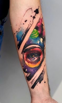 a person with a tattoo on their arm has an eye in the middle of it