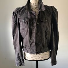 Nwt From Anthropologie! Vintage Washed Black Outerwear For Spring, Spring Cotton Outerwear In Washed Black, Trendy Fitted Cotton Utility Jacket, Spring Gray Washed Outerwear, Gray Long Sleeve Denim Jacket For Fall, Fitted Washed Black Long Sleeve Outerwear, Fall Gray Washed Outerwear, Fitted Cotton Utility Jacket For Fall, Washed Black Utility Outerwear For Spring