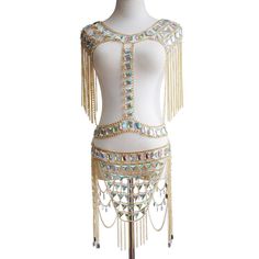 Night Club Beach All-match Body Chain Fashion Egyptian Style Body Chain Fashion, Silver Suit, Party Bra, Moda Steampunk, Gold Suit, Tassel Skirt, Dama Dresses, Chain Top, Chain Fashion